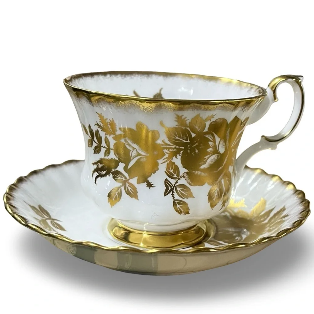 Vintage Royal Albert “Golden Rose” Teacup and Saucer Set